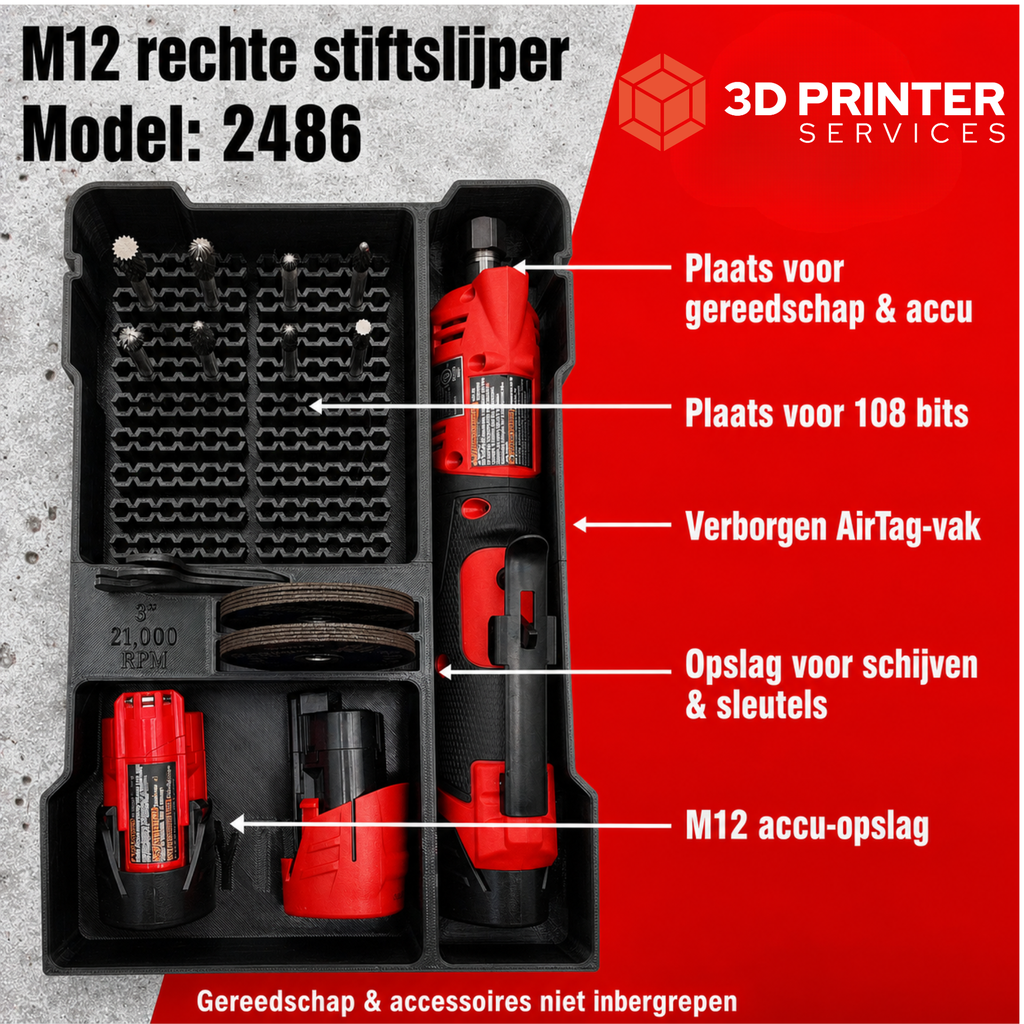 Organizer-inleg voor Milwaukee M12 FDGS rechte slijper – productinformatie 2