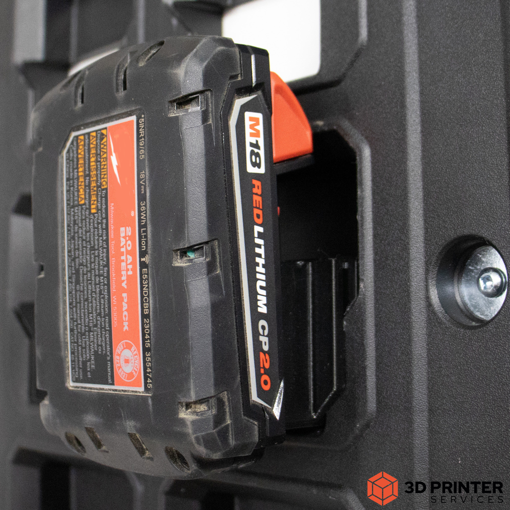 Set van 4 accuhouders voor Milwaukee PACKOUT Compact montageplaat – detailfoto 7