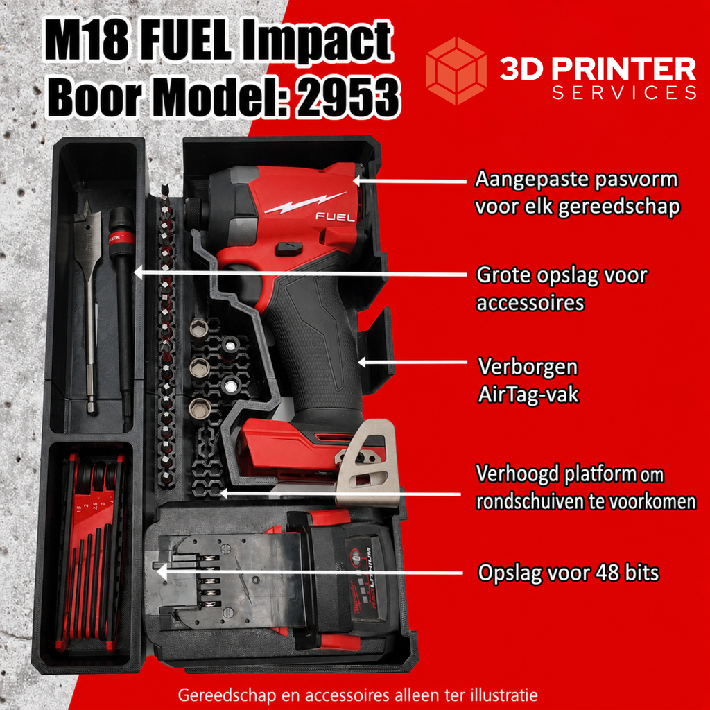 Organizer-inleg voor Milwaukee M18 FID3 slagschroevendraaier – productinformatie 1