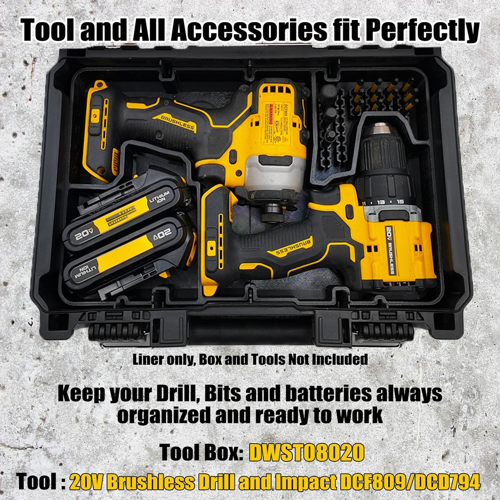 Organizer-inleg voor DeWALT DCF809 en DCD794 18V XR boormachine en slagschroevendraaier – productinformatie 5
